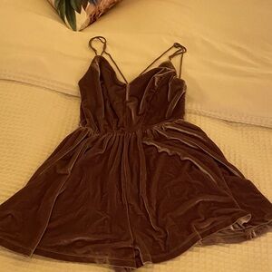 Silence and Noise Brown Velvet Romper
